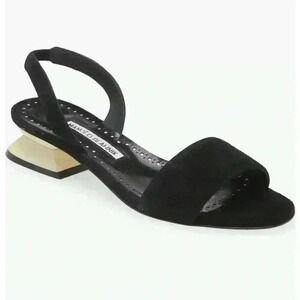 NWT Manolo Blahnik Paclessa Open Toe Sculpted Heel Slingback Sandal